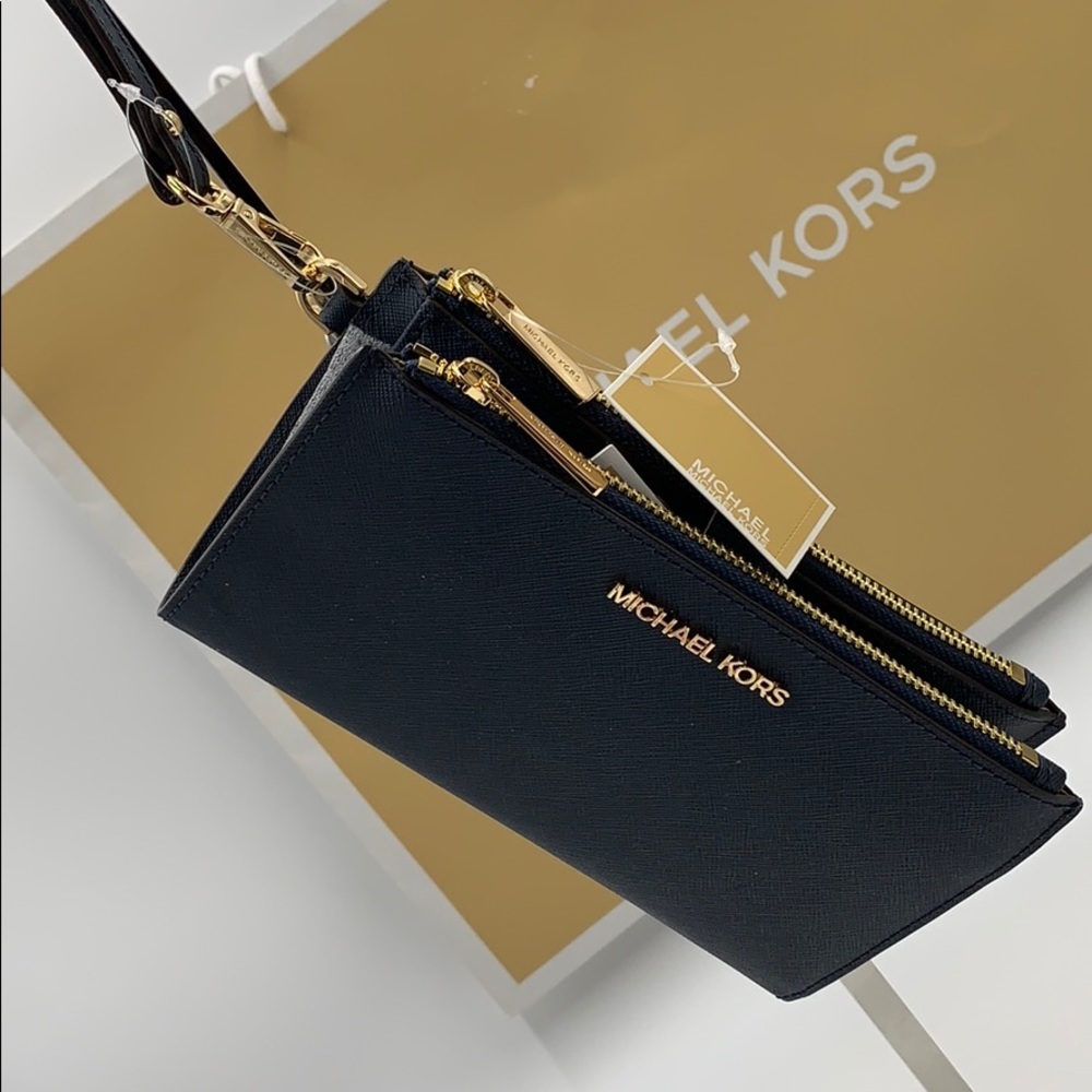 MICHAEL KORS LG DOUBLE ZIP WRISTLET NAVY - Picture 14 of 16